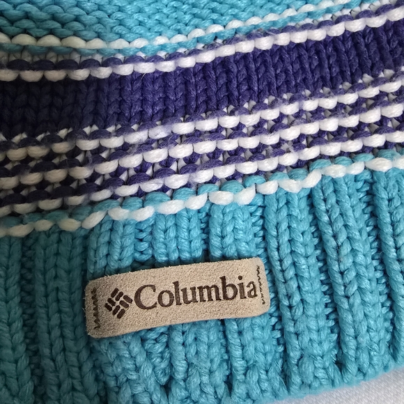Youth Columbia Striped Knit Beanie Knit Fleece Winter Hat - Picture 3 of 6